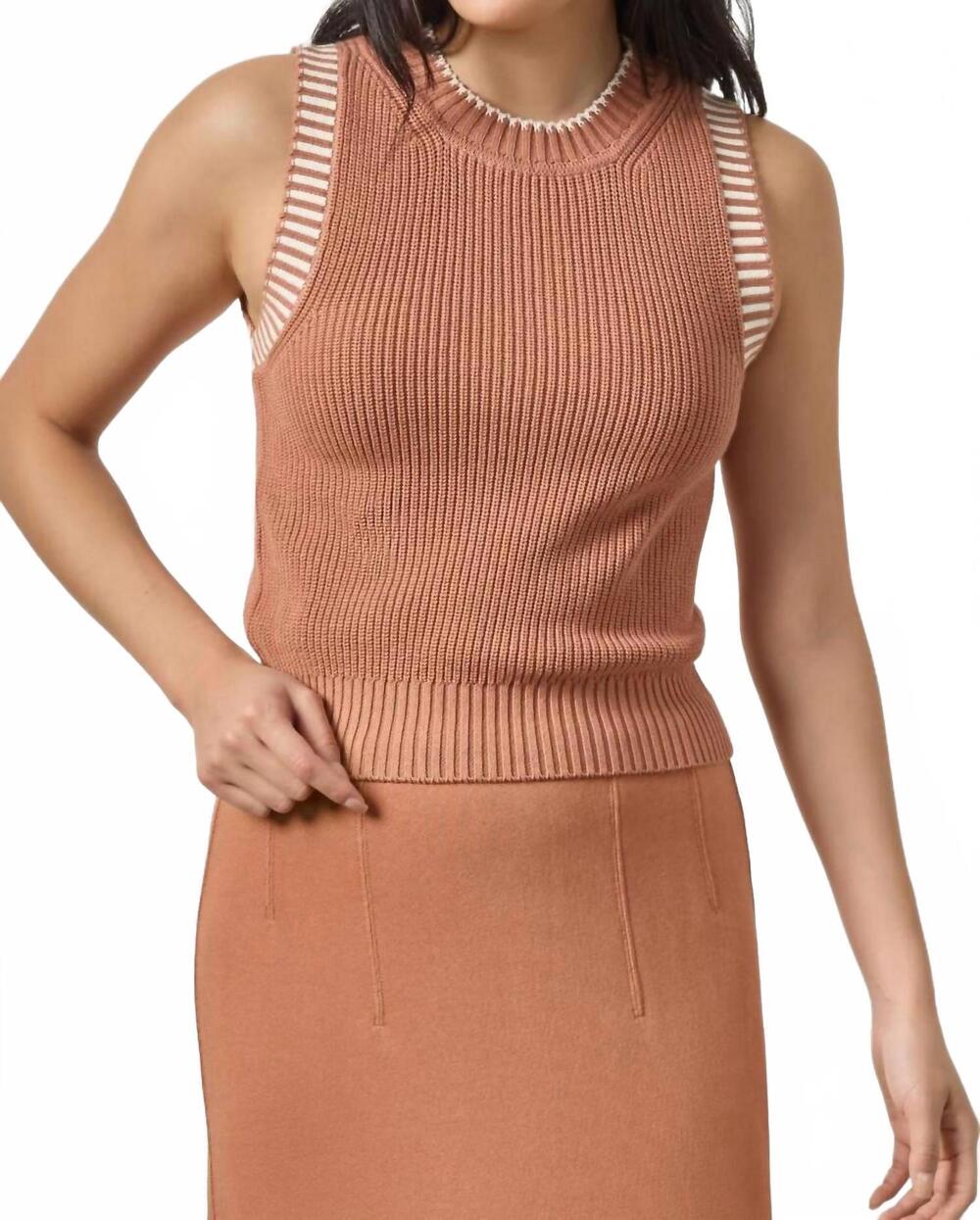 NEW LILLA P sleeveless crewneck sweater tank in driftwood